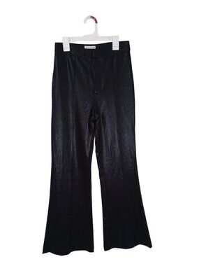 Flying Tomato Womens Shiny Black Flared Pants Size Small Straight Leg